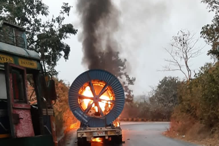 Fire on moving vehicle