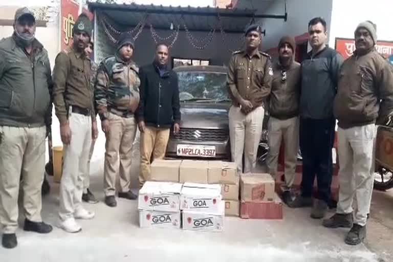 Illegal liquor seized during vehicle check in Katni district