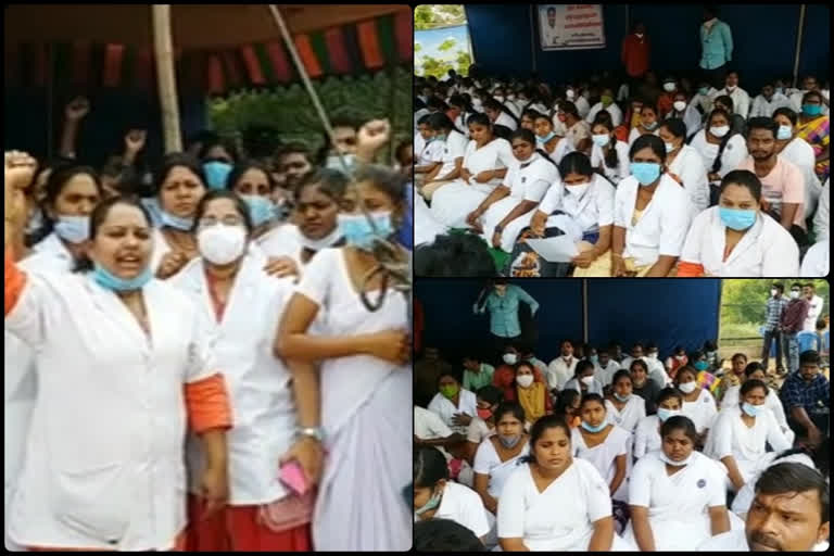 corona contract doctors protest at vijayawada