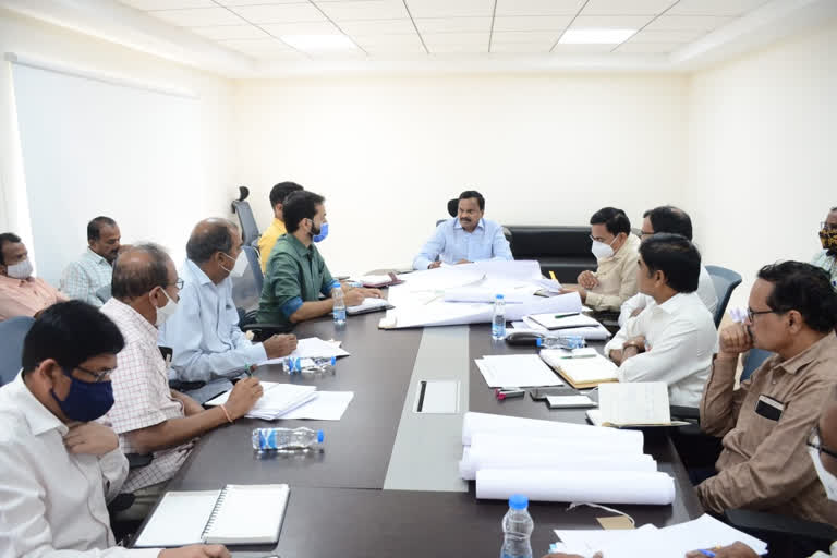 The Collector reviewed the progress of construction work of Mutraj Palli R&R Colony with officials and agency representatives.