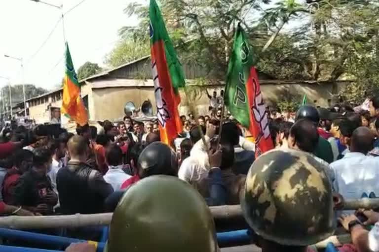 BJP protests in front of the Howrah Police Commissioner's Office