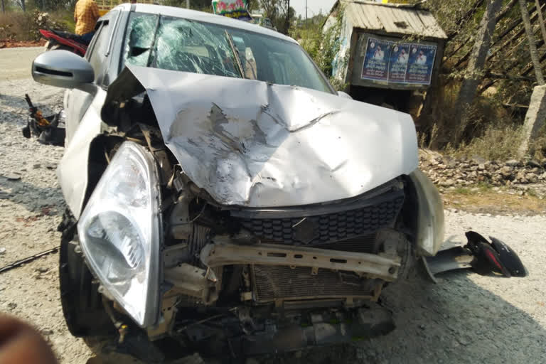 car and bike collide with each other two people injured at rayapalli in yadadri bhuvanagiri district