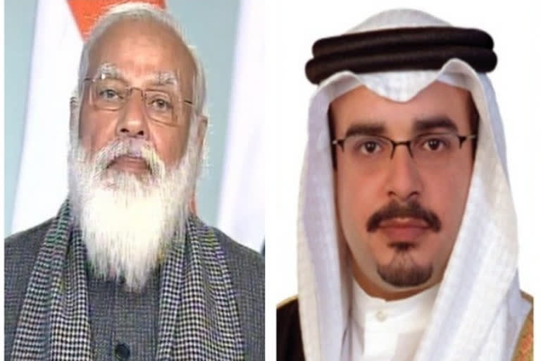 PM Modi thanks Bahrain prince  partnership in fight against pandemic  Bahrain's crown prince expressed gratitude  PM Modi thanks Bahrain's crown prince for partnership in fight against pandemic  PM Modi  Bahrain's crown prince  fight against pandemic  കൊവിഡ് പോരാട്ടത്തില്‍ പങ്കാളിയായ ബഹ്റൈന്‍ കിരീട അവകാശിക്ക് നന്ദി;പ്രധാനമന്ത്രി  കൊവിഡ് പോരാട്ടത്തില്‍ പങ്കാളിയായ ബഹ്റൈന്‍ കിരീട അവകാശിക്ക് നന്ദി  പ്രധാനമന്ത്രി നരേന്ദ്ര മോദി  കൊവിഡ്  സൽമാൻ ബിൻ ഹമദ്