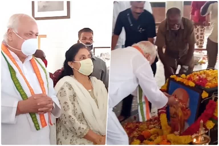 kerala governor pay homage to gandhi in kanyakumari