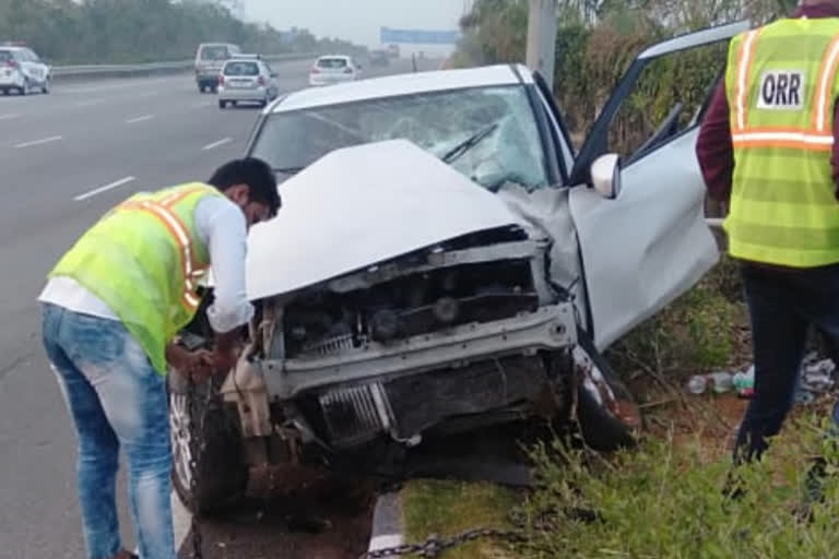 one person died in orr car accident at hyderabad