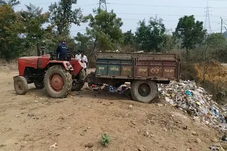 contractors dumping garbage in the open area