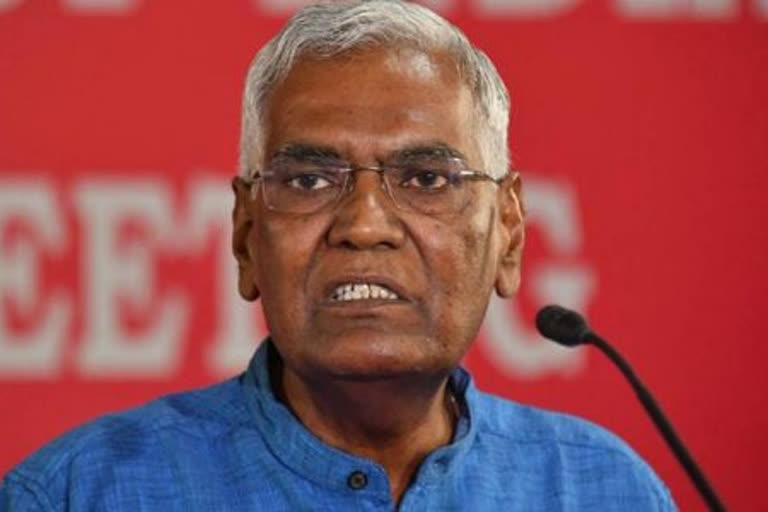 Communist Party of India  D Raja health issue  D Raja in hyderabad meeting  ഹൈദരാബാദ്  കമ്മ്യൂണിസ്റ്റ് പാർട്ടി ഓഫ് ഇന്ത്യ  ദേശീയ ജനറൽ സെക്രട്ടറി ഡി രാജ  ഡി രാജ  കമ്മ്യൂണിസ്റ്റ് പാർട്ടി ഓഫ് ഇന്ത്യ ദേശീയ ജനറൽ സെക്രട്ടറി  ദേഹാസ്വാസ്ഥം മൂലം ആശുപത്രിയിൽ പ്രവേശിപ്പിച്ചു  ഡി രാജയെ ആശുപത്രിയിൽ പ്രവേശിപ്പിച്ചു