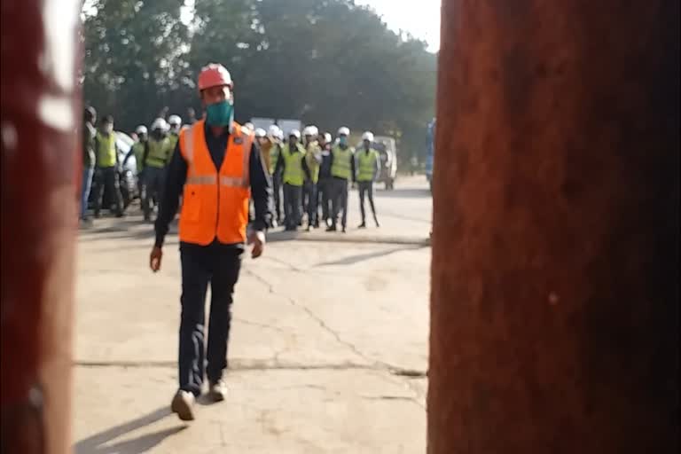 Workers protest against cement company