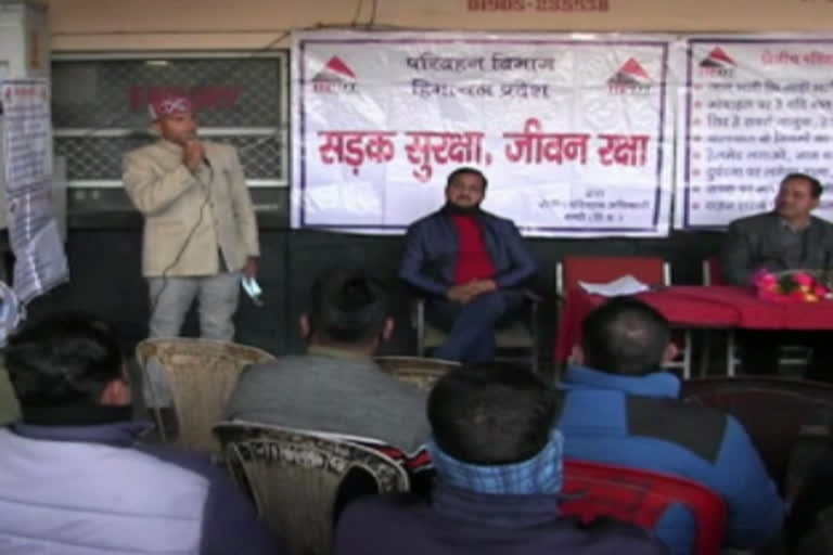 Transport Department Mandi organized awareness program at bus stand under road safety campaign