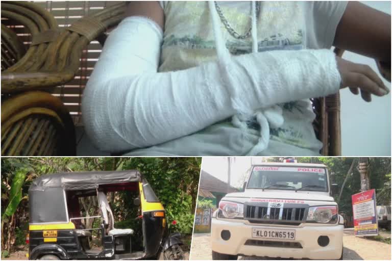 police vehicle collided with an autorickshaw at Maraiyamuttam  police vehicle collided with an autorickshaw at Neyyattinkara  4 Injured when a police vehicle collided with an autorickshaw  മാരായമുട്ടത്ത് പൊലീസ് വാഹനം ഓട്ടോറിക്ഷയിൽ തട്ടി  മാരായമുട്ടത്ത് പൊലീസ് വാഹനം അപകടത്തിൽപ്പെട്ടു