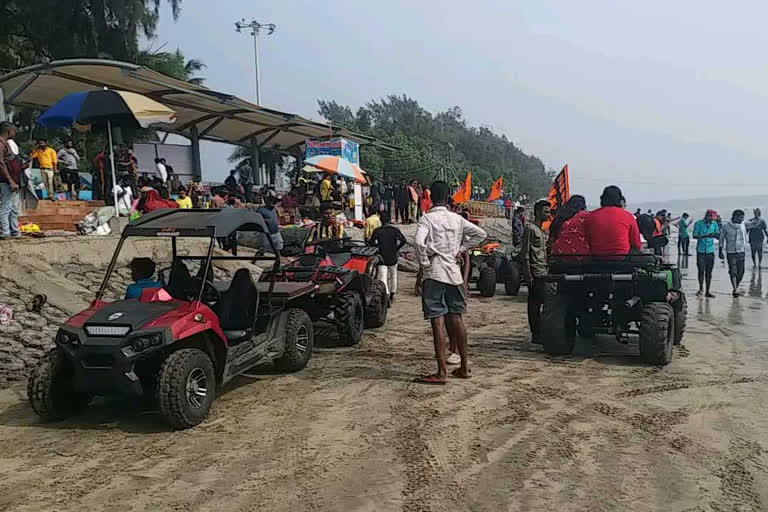 miscreants riding atv bikes creating ruckus at raigad beach