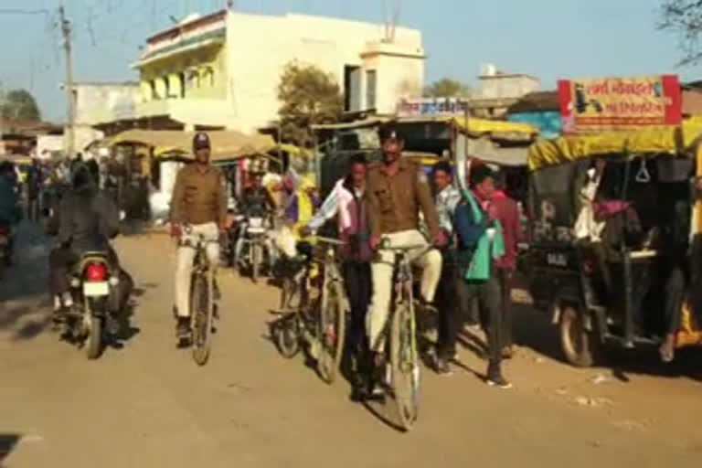 Police patrolling by bicycle