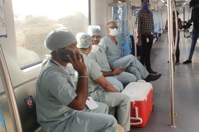 Heart trasportation by Metro rail from kamineni to apollo