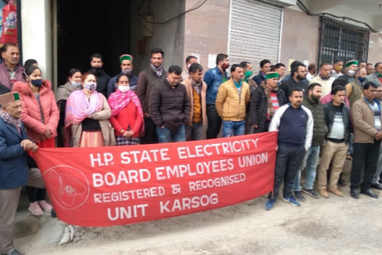 Electricity Board employees protest in Karsog