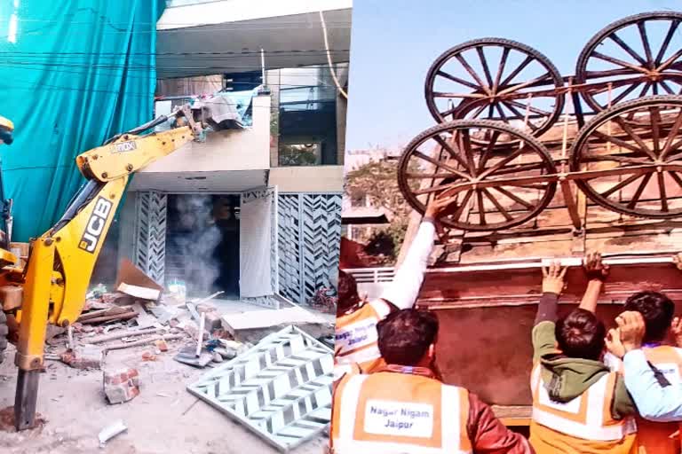 JDA demolishes two illegal construction, जयपुर नगर निगम की खबर