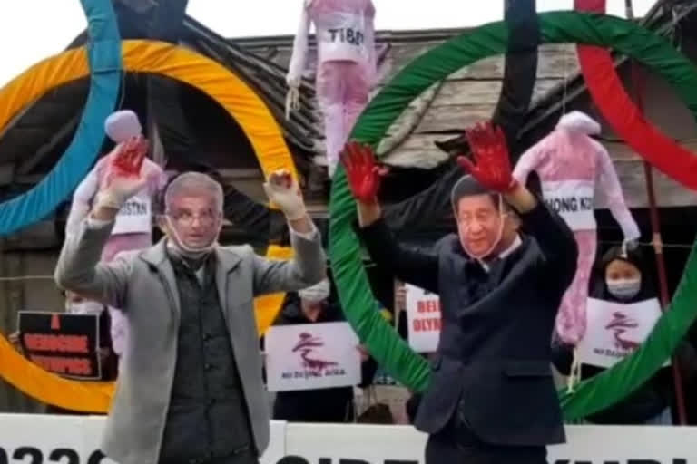 Tibetan activists protest against China