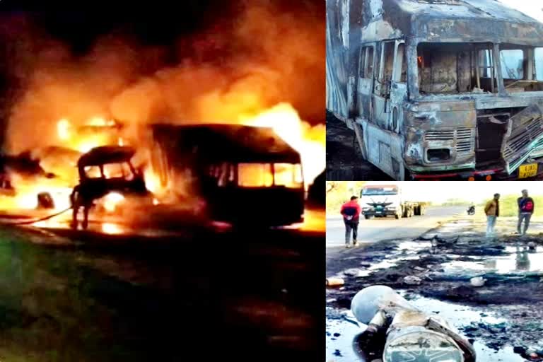 Identification Of Dead  Police Investigating Investigation  Ajmer news  Trailer and container collided with diesel tank  Driver and camp burner alive  ट्रेलर और कंटेनर में टक्कर से डीजल टैंक फटा  चालक और खलासी जिंदा जले  अजमेर न्यूज  राजस्थान न्यूज  चालक की मौत  टेलर और कंटेनर में टक्कर