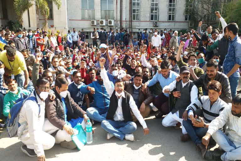 contract workers protest,  contract workers protest in jaipur