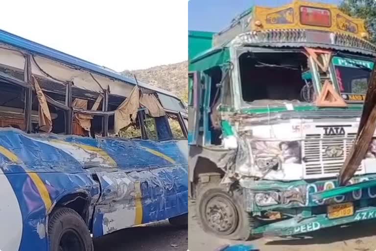 Clash between bus and truck