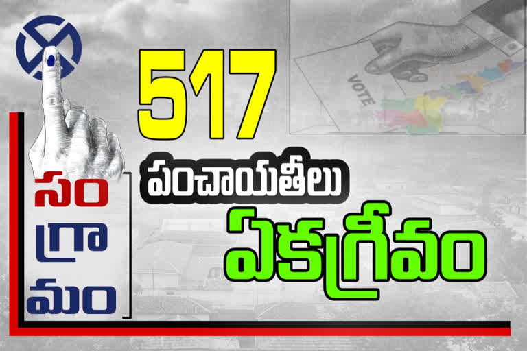 తొలి దశలో 517 పంచాయతీలు ఏకగ్రీవం..