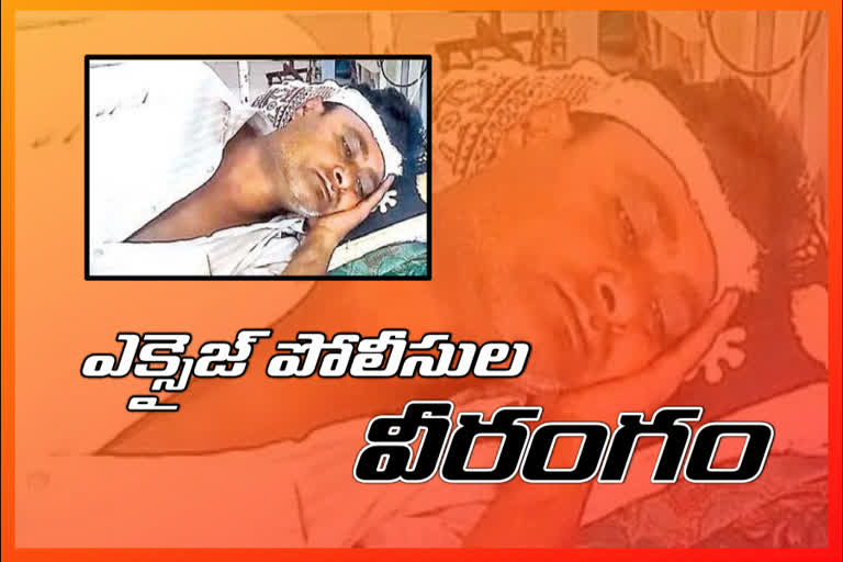 excise constables are in alcohol intoxication and attacked on a person at narsaraopeta in guntur district