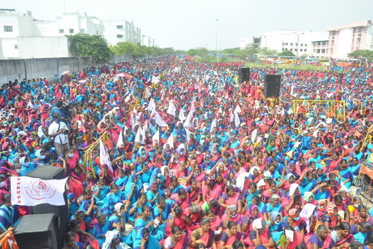 anganwadi workers protest