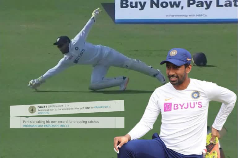 netizens demand to play wriddhiman saha after Rishabh Pant dropped catch