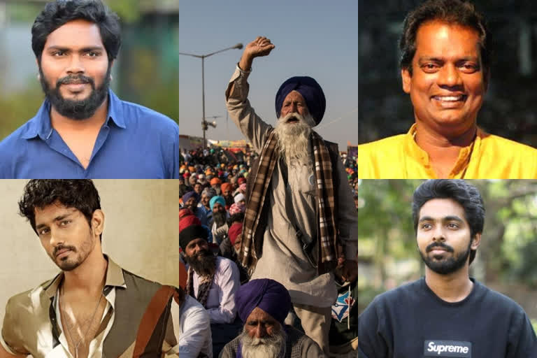 south indian film actors supporting farmers protest  south indian film actors  farmers protest related news  farmers protest indian cinema  farmers protest celebrities war  കര്‍ഷക സമരം സിനിമാ താരങ്ങള്‍  കര്‍ഷക സമരം വാര്‍ത്തകള്‍  കര്‍ഷക സമരം സിനിമ താരങ്ങള്‍ പ്രതികരണം