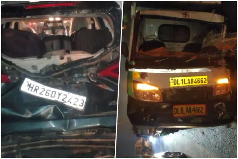 car tempo collision at bhikaji flyover