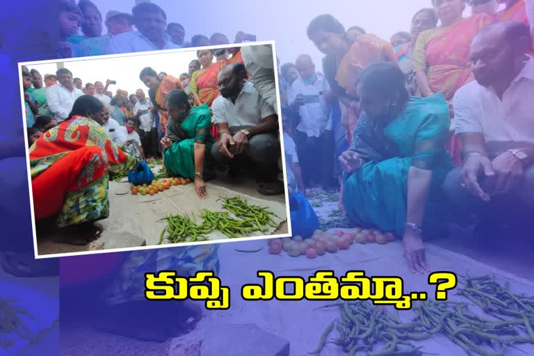 minister-sabitha-indra-reddy-bought-vegetables-at-roadside-at-nedunur-in-rangareddy-district