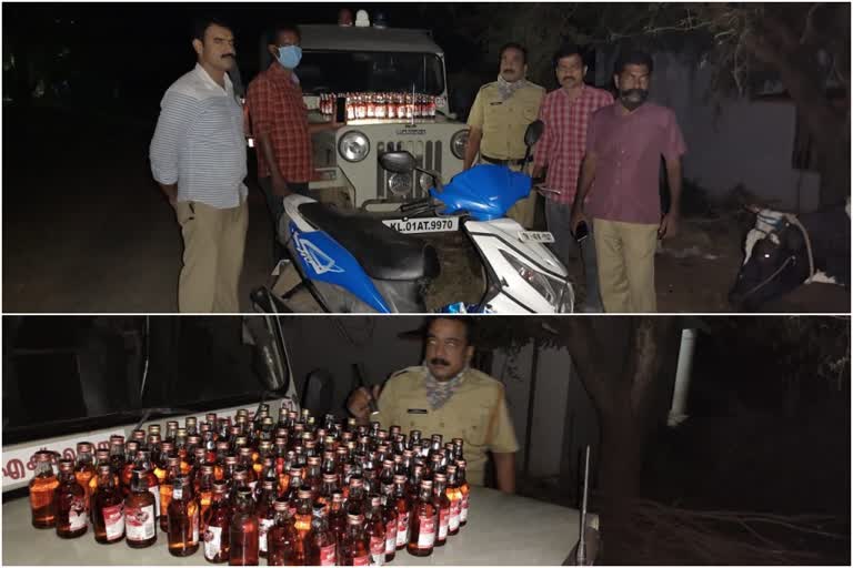 104 bottle illegal liquor seized in palakkad  illegal liquor sale  illegal liquor sale news  illegal liquor sale in palakkad  അനധികൃത മദ്യവില്‍പന  പാലക്കാട് 104 കുപ്പി മദ്യം പിടികൂടി  പാലക്കാട്  പാലക്കാട് ക്രൈം ന്യൂസ്  ക്രൈം ന്യൂസ്  ക്രൈം ലേറ്റസ്റ്റ് ന്യൂസ്  crime news  palakkad crime news