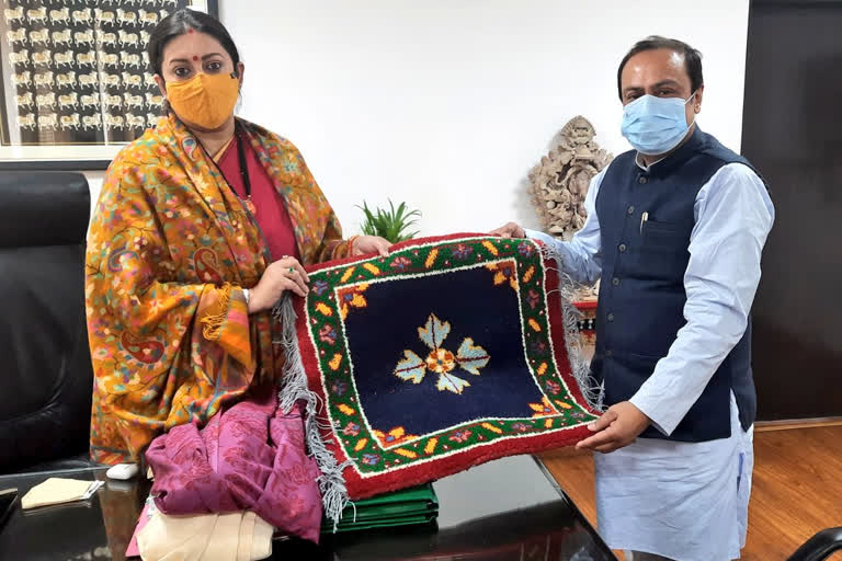 Vivek Thakur meets Smriti irani for the development of Handicraft centers and Madhubani paintings in delhi