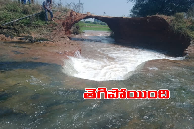 sagar branch canal damaged at vepala singaram in huzurnagar mandal in suryapet district