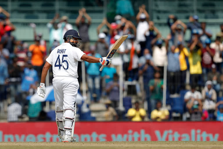IND vs ENG: Rohit's hundred steers India to 189/3 at tea