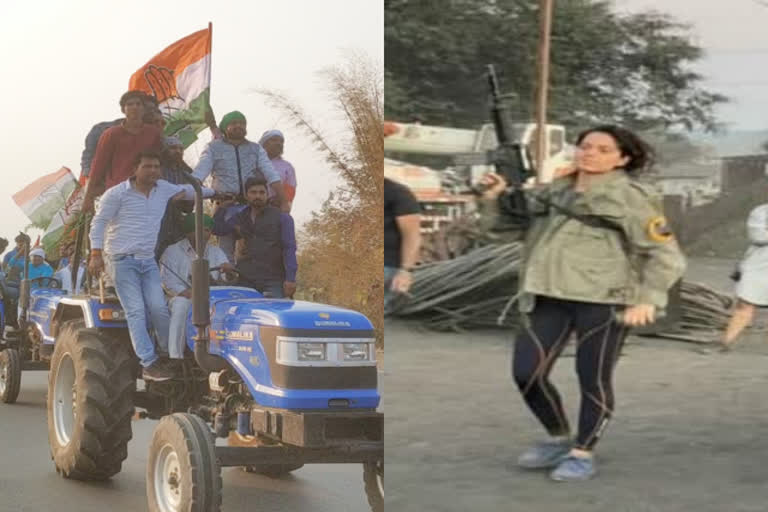 tractor attack on kangna