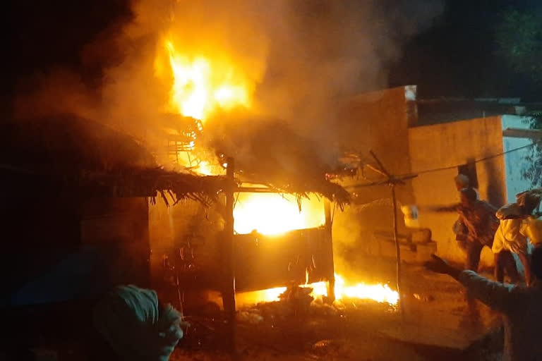 A fire broke out at a grocery shop in Jogulamba Gadwala district