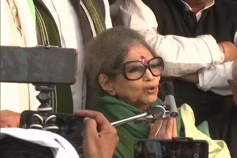 Mahatma Gandhi's granddaughter visits farmers' protest site in Ghazipur