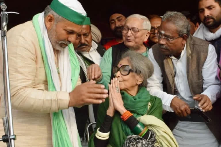 Mahatma Gandhi's Granddaughter Tara Gandhi Bhattacharjee Visits Farmers' Protest Site In Ghazipur