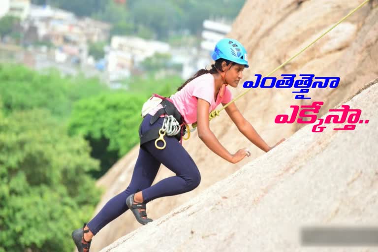 anvithareddy performing in rock climbing