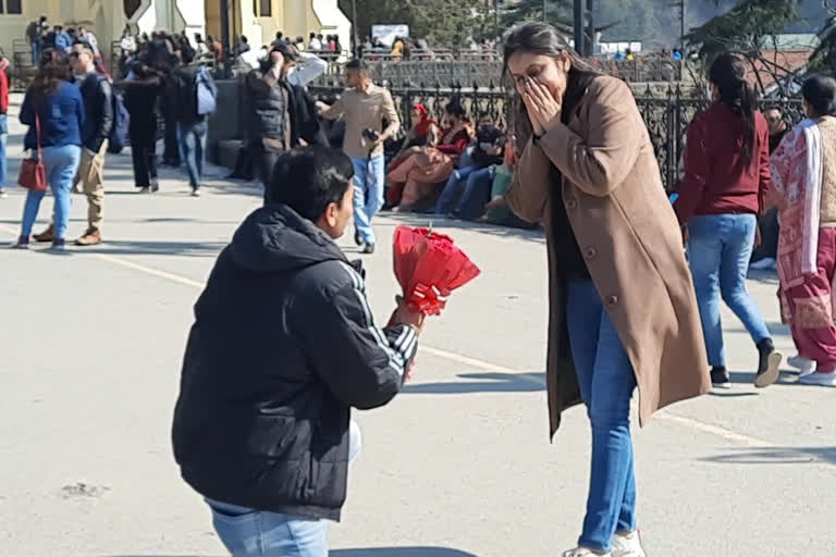 Crowd gathered in Shimla on the ridge on Valentine's Day