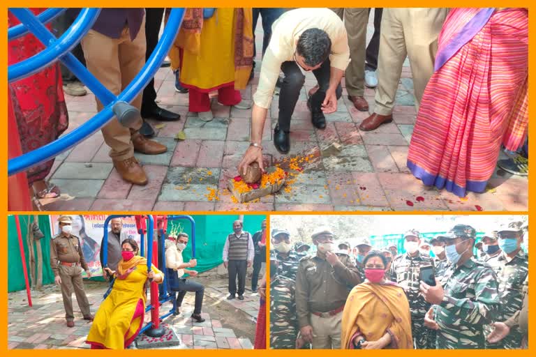 MP Meenakshi Lekhi inaugurates open gym in Delhi