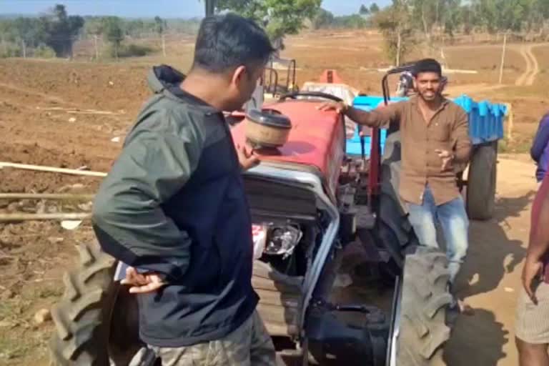 Elephant attack  on Tractor in Mysore