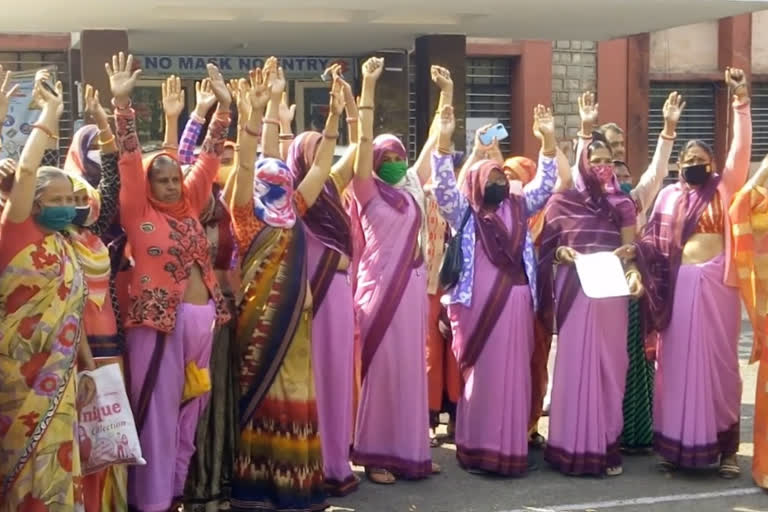 आंगनबाड़ी कार्यकर्ताओं का प्रदर्शन, protest of Anganwadi workers in dausa