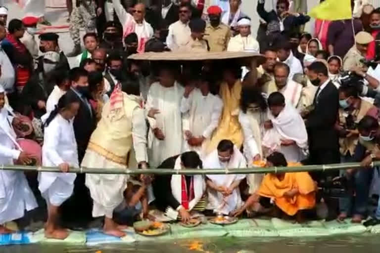 FOUNDATION STONE IN JORHAT MAJULI BRIDGE