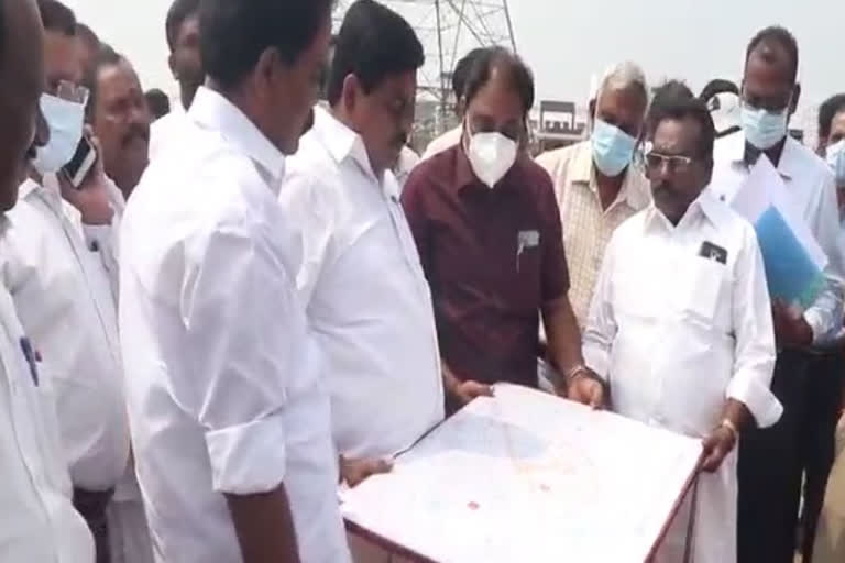 minister udumalai rathakirshnan inspection at salem veterinary park construction works