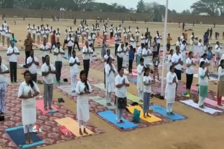 108 Surya Namaskara by the Patanjali Yoga Parivar at hassan