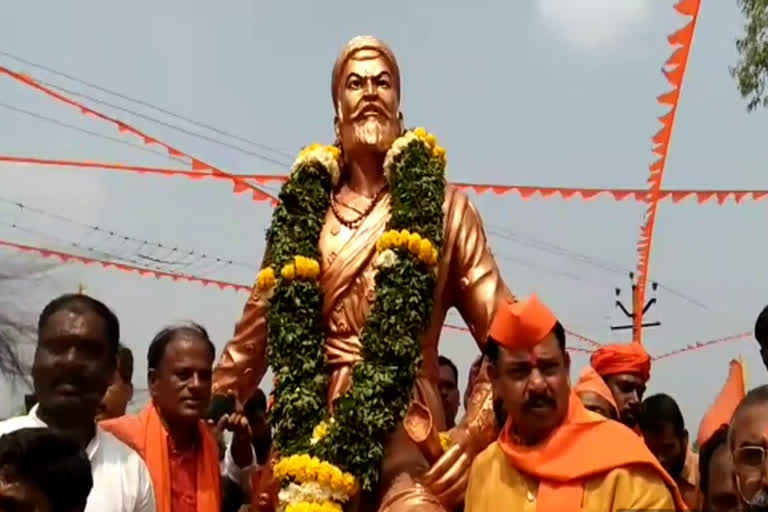 MLA rajasingh participated in chatrapati shivaji statue inauguration in devula palli village in sangareddy district