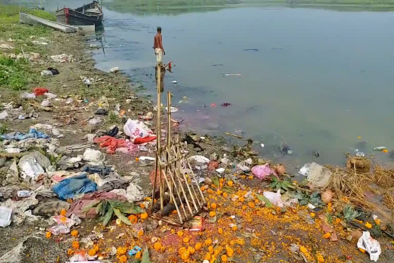 Ganges river water turned green due to statue immersion