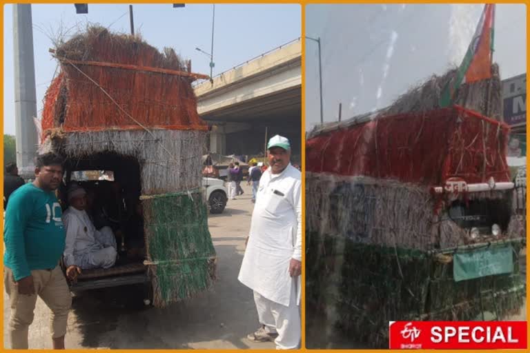 ghazipur border farmers protest rohtak farmer made unique hut