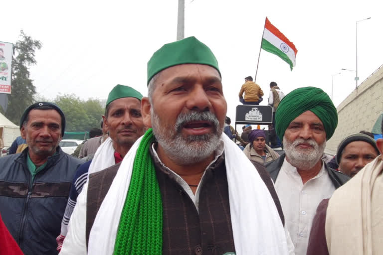 Ghazipur border farmers protest  farmers protest in delhi  farmers leader rakesh tikait,  singhu border farmers protest,  farmers protest in delhi,  farms laws protest in delhi,  दिल्ली में किसान आंदोलन,  गाजीपुर बाॉर्डर पर किसान आंदोलन,  किसान नेता राकेश टिकैत,